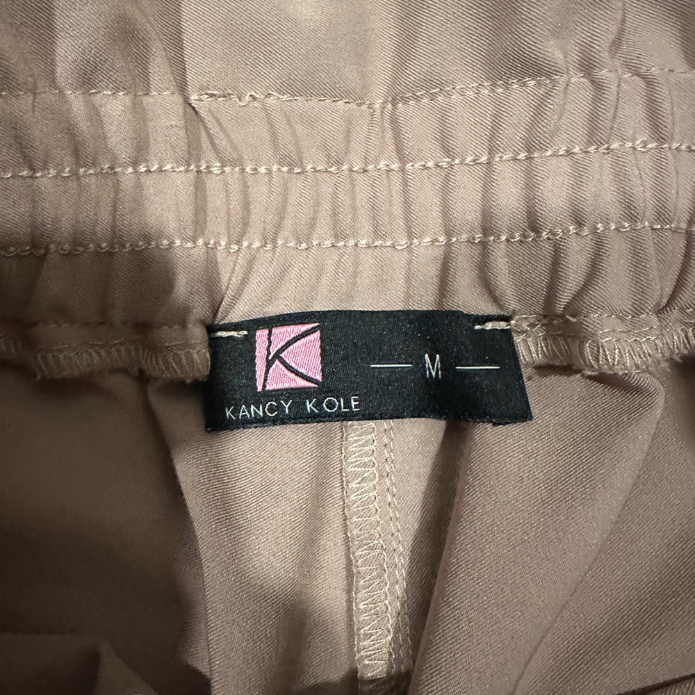 *last chance* Kancy Kole | Women's Tie-Belt Trousers in Taupe and Mauve - Picture 5 of 13